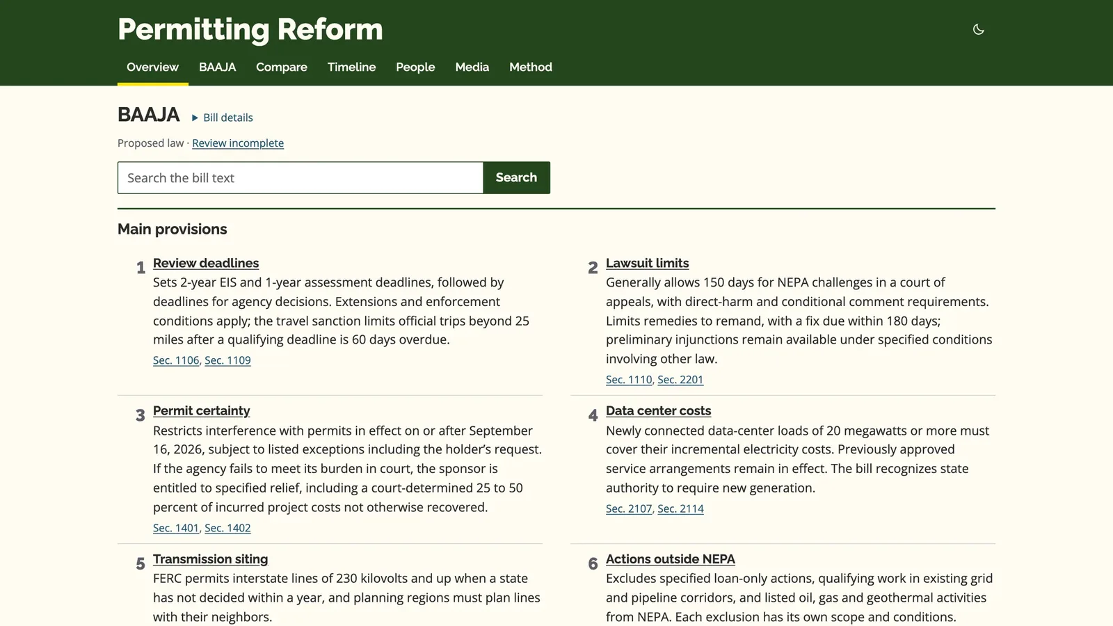Permitting Reform bill overview